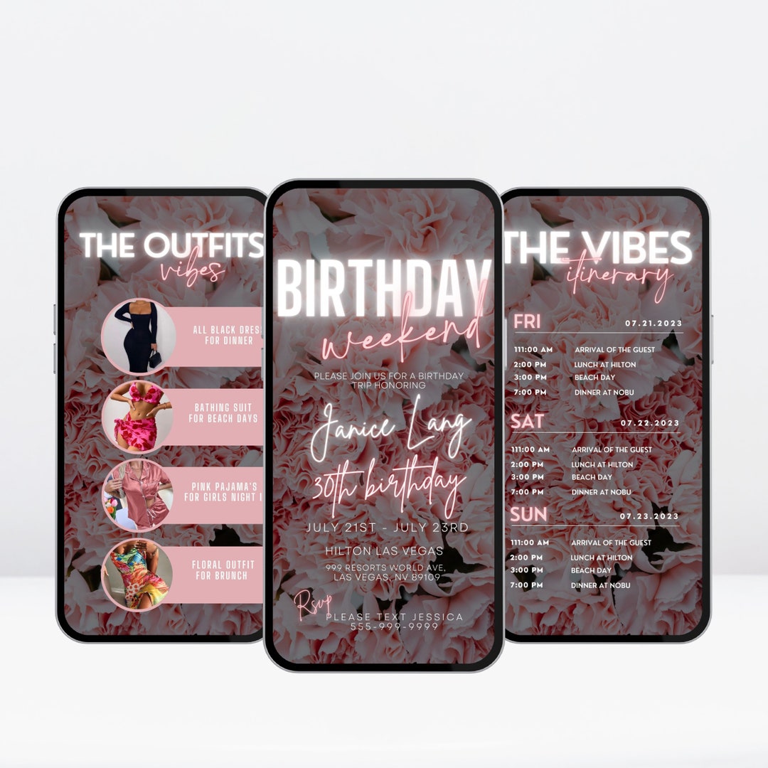 Digital Travel Itinerary, Itinerary Template, Travel Itineray, Birthday ...