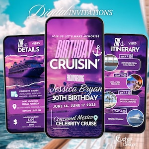 Digital Birthday Cruise Itinerary, Weekend Ship Invitation, Cruise 2025 Vacation Template, Caribbean Travel Planner, Girls Trip, Boat Party