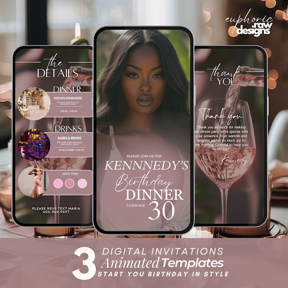 Digital Birthday Dinner invitation, Birthday Dinner, Digital Birthday Party Invite, Editable Template, Text, Birthday Party, text evite