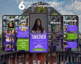 New Orleans Girls Trip Digital Birthday Itinerary, Nola Vibes Planner, Editable Weekend Getaway Schedule, Lousina Travel Planner Template