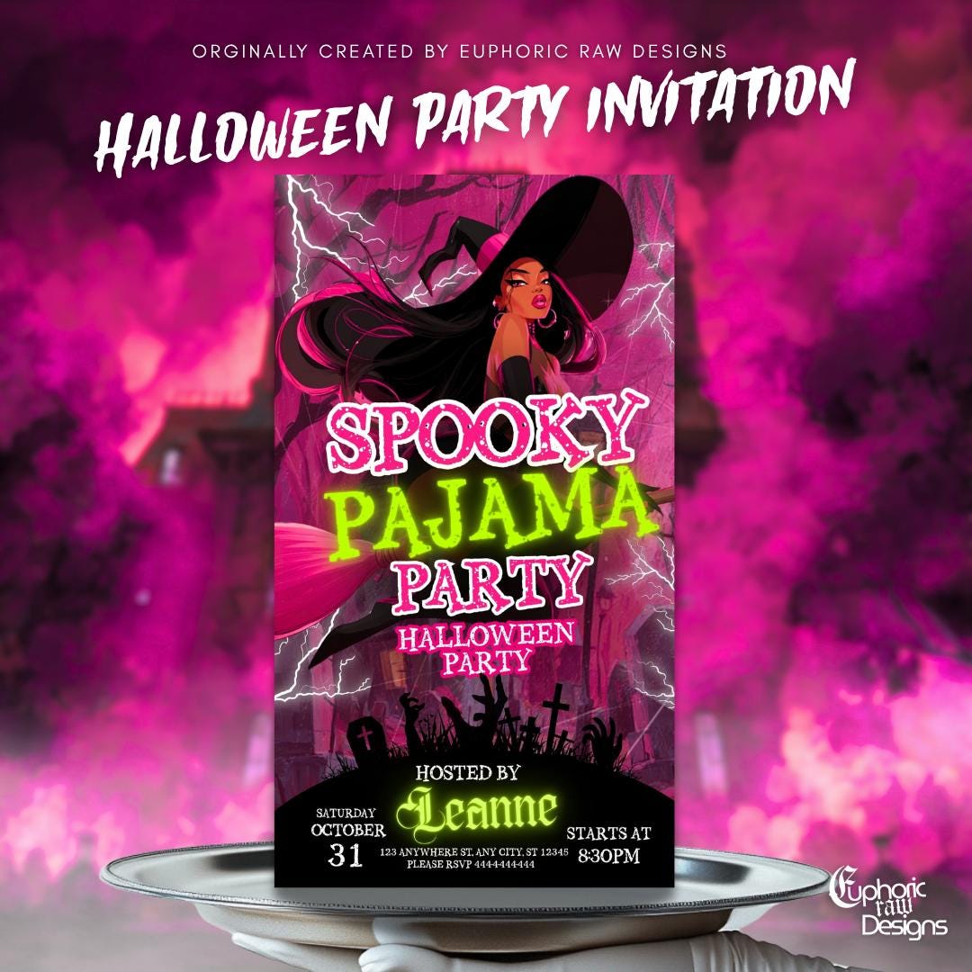 Spooky Halloween Pajama Party, Sleepover Party Invitation