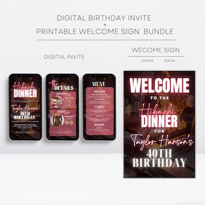 Hibachi Birthday Dinner Invitation Welcome Sign Birthday Bundle Invite, Japanese Restaurant, Hibachi Party, Hibachi Night, Hibachi Template