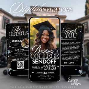 Graduation College Send off Invitation, Black Trunk Party Invite High School Graduation, Send-Off, Digital Girls Photo Farewell Template