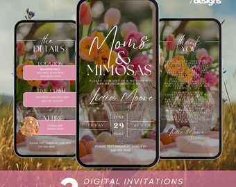 Boho Floral Mother's Day Brunch Invitation, Editable Digital Canva Invite, Animated Event Itinerary, DIY Mom Celebration Party