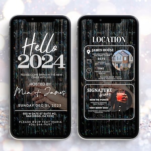 Digital 2024 New Years Party Invite, New Year&#39;s Party Invite, Holiday Party Invitation, New year&#39;s Eve Party, Champagne Toast New Year&#39;s Eve