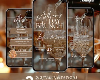 Mother’s Day Brunch Invite, Boho Floral Digital Event Itinerary, Animated Video Invitation, Mom and Mimosa's, Happy Mother’s Day Flyer