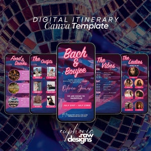 Bachelorette Weekend Itinerary, Bach and Boujee, Girl&#39;s Trip, Weekend Getaway, Vacation Planner, Digital Travel Template, Packing list,