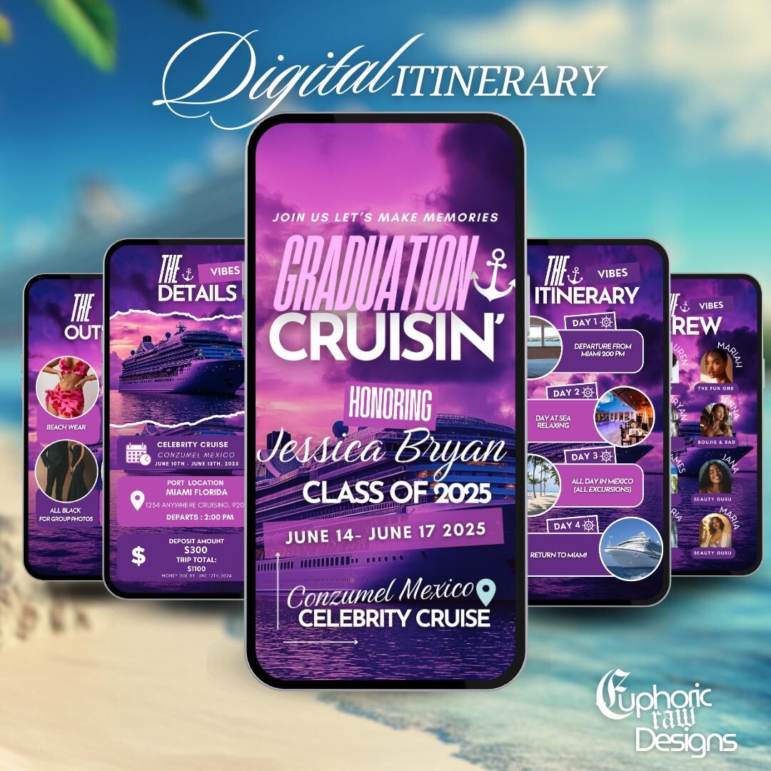 Graduation Cruise Itinerary Invitation, Class of 2025 Digital Grad ...