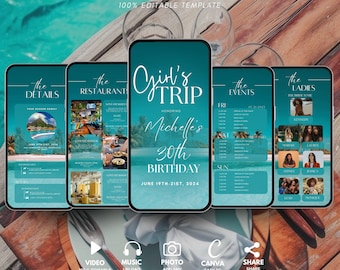 Girl's Trip Birthday Weekend Invitation, Travel Itinerary, Vacation Schedule, Digital Schedule, Getaway Schedule, Trip planner,