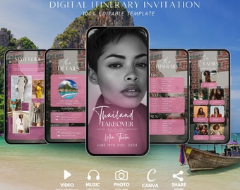 Invitation d'itinéraire d'anniversaire en Thaïlande : Phuket et Bangkok (modèle numérique)