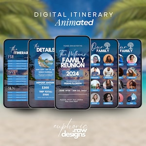 Family Reunion Itinerary, High School Class Reunion Planner, Weekend Getaway Schedule, Road Trip Agenda, Editable Canva Template