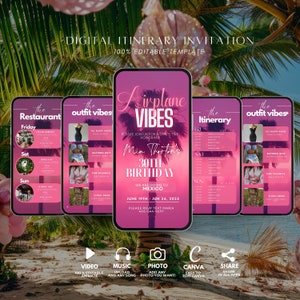 Girls Trip itinerary, itinerary template,  travel itineray, Birthday Weekend Invitation, Weekend Itinerary, Digital Schedule