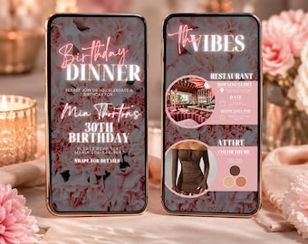 Digital Birthday Dinner invitation, Birthday Dinner, Digital Birthday Party Invite, Editable Template, Text, Birthday Party, text evite