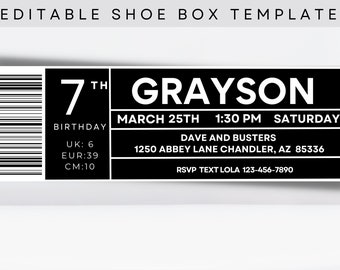 Shoe Sneaker Box Label, Sneaker Box Template , Favor Box Label, Shoe box label template. Shoe box label, Label template, Shoe box SVG