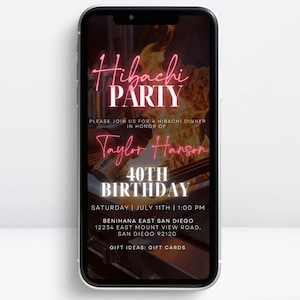Digital Hibachi Invitation, Birthday Dinner Invite, Japanese Restaurant, Hibachi Party, Hibachi Night, Email Invitation, Hibachi Template