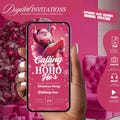 Funny Digital Friendsmas 'Calling All You Ho Ho Hos' Christmas Party Invite, Pink Santa Girls' Night, Editable Template, Instant Download