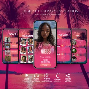 Houston Girl’s Trip, Birthday Weekend, Texas Itinerary Travel Planner, Vacation Schedule, Digital Animated Video Guide, Houston Itinerary