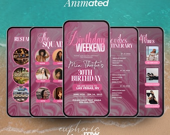 Birthday Weekend, itinerary template,travel itineray, Birthday Weekend Invitation, Weekend Itinerary, Digital itinerary, Girls Trip