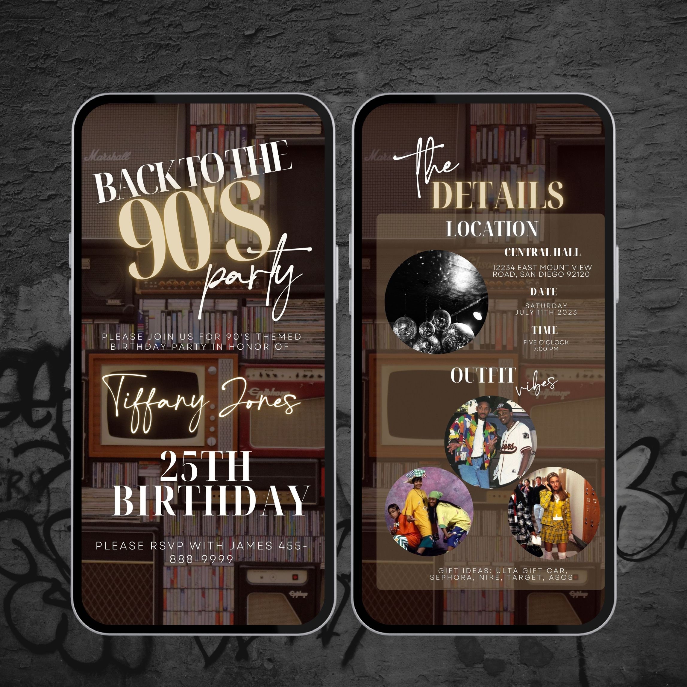 Digital 90s Birthday Invitation 90s party Invite House Party Invite throwback party back to the 90s Hip Hop Party 90s