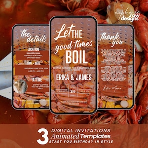 Seafood Boil Party Invitation, Digital Crawfish Boil Dinner Event Itinerary, Backyard Party, Clams, Mussels, Shrimp Boil Birthday Template