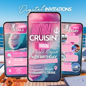 Digital Birthday Cruise Itinerary, Weekend Ship Invitation, Cruise 2025 Vacation Template, Caribbean Travel Planner, Girls Trip, Boat Party