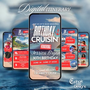 Digital Birthday Cruise Itinerary, Weekend Ship Invitation, Cruise 2025 Vacation Template, Caribbean Travel Planner, Girls Trip, Boat Party
