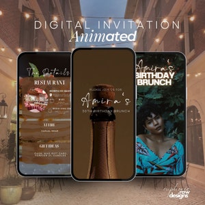 Animated Brunch Invite, Video Flyer, Birthday Brunch Invitation, brunch & bubbly, brunch evite, brunch invite, birthday brunch template