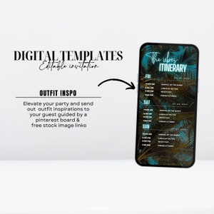 Digital Travel Itinerary, Itinerary Template, Travel Itineray, Birthday ...