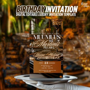 Digital Muumuus & Martinis Invitation, Birthday Girls&#39; Night, MooMoo Party Evite, Brunch Muumuu Dinner Invite, Social Media Template