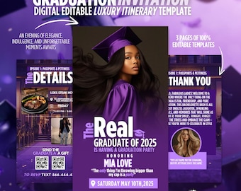 Graduation Party Flyer, Class of 2026 Celebration, Editable Canva Template, High School or College Grad, Digital Download