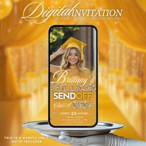 Graduation College Send off Invitation, Yellow Trunk Party Invite High School Graduation, Send-Off, Digital Girls Photo Farewell Template