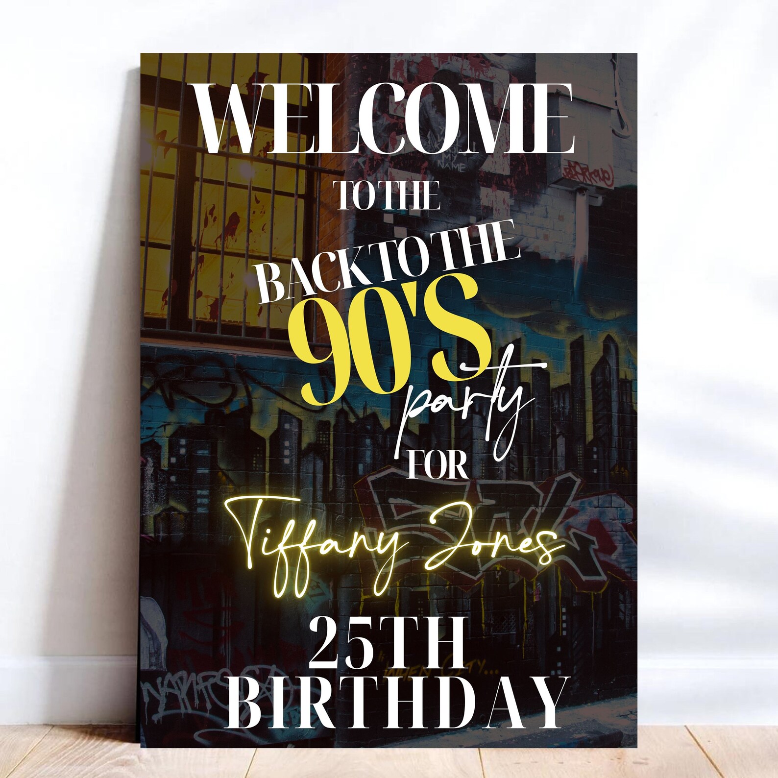 90s Birthday Party Welcome Sign, Printable Sign, Birthday Sign, Welcome ...