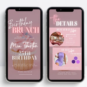 Birthday Party Invite Brunch Flyer Invite, Digital Birthday Brunch Invitation, brunch evite, brunch invite, birthday brunch template