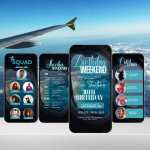 Digital Girls Trip itinerary, itinerary template,  travel itineray, Birthday Weekend Invitation, Weekend Itinerary, Digital Schedule