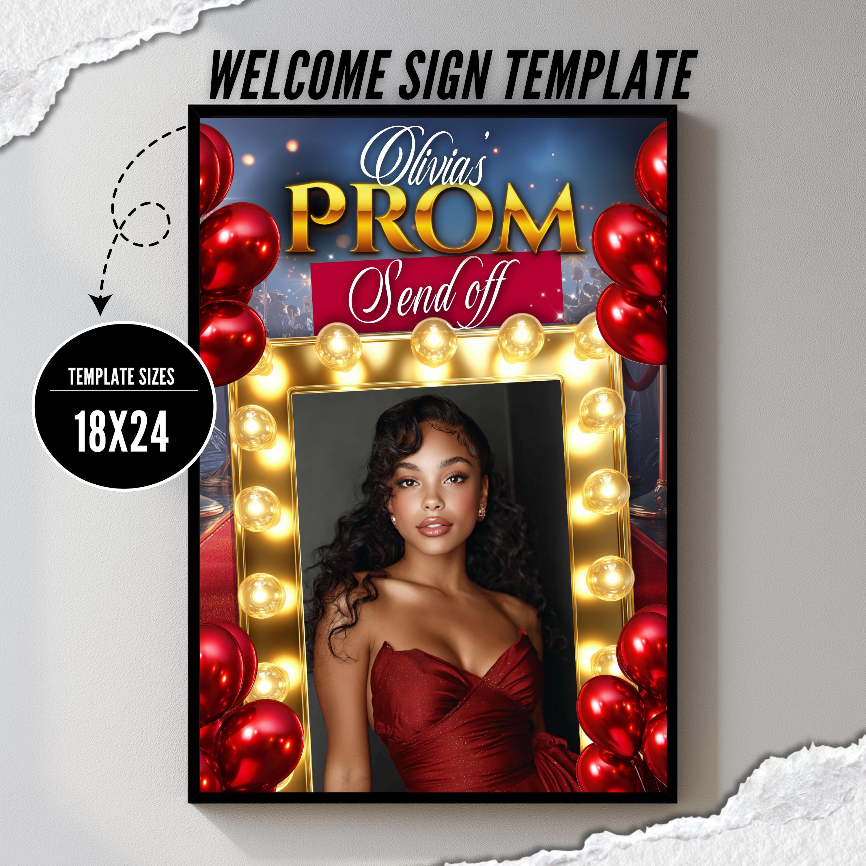 Prom Incoming Sign Girls Prom Queen Glam Welcome Sign, Pre-prom Party Decor, Red High ...
