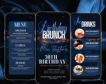 Geburtstags-Brunch-Einladung, Brunch & prickelnd, Brunch-Einladung, Geburtstags-Brunch-Vorlage einladen, Digitaler Brunch-Flyer einladen