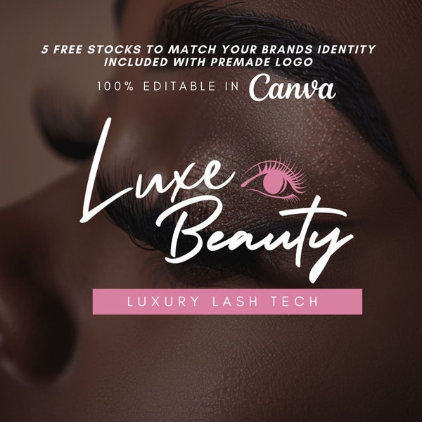 DIY Logo Branding Design w/ PRR  Stock Photos, Beauty Logo Template Hair, Lash, Nails, Makeup Boutique,Custom Business, Fashion, Cosmetic