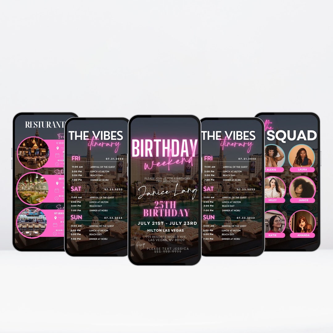 Digital Travel Itinerary, Itinerary Template, Travel Itineray, Birthday ...