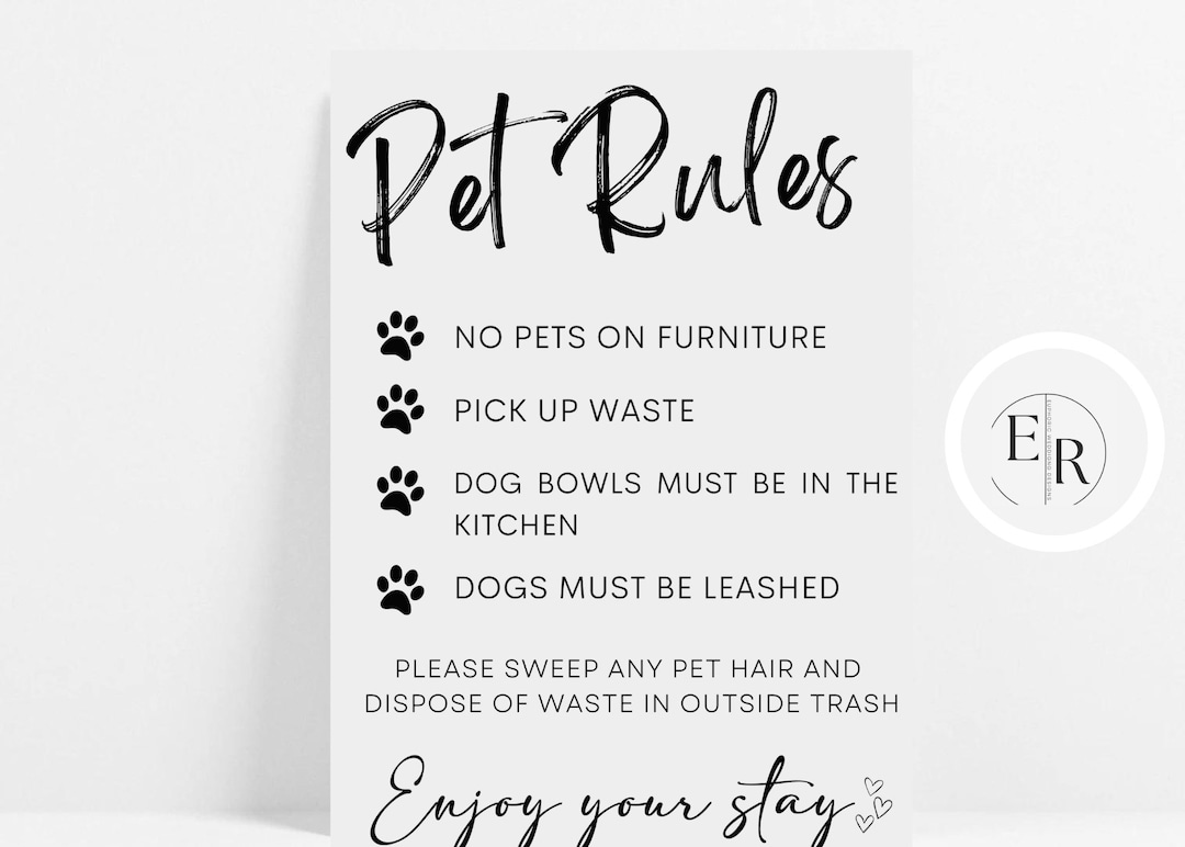 Editable Airbnb Pet Sign Pet Rules Sign Airbnb Airbnb Printable Airbnb Host Help Airbnb Host