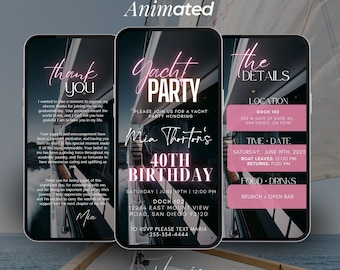 Yacht Party Invitation, Boat Party Invitation, Cruise Itinerary, Yacht Invite,  Boat Invitation, Summer Boat Party Birthday Invitation