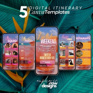 Girls Trip itinerary, itinerary template,  travel itineray, Birthday Weekend Invitation, Weekend Itinerary, Digital Schedule