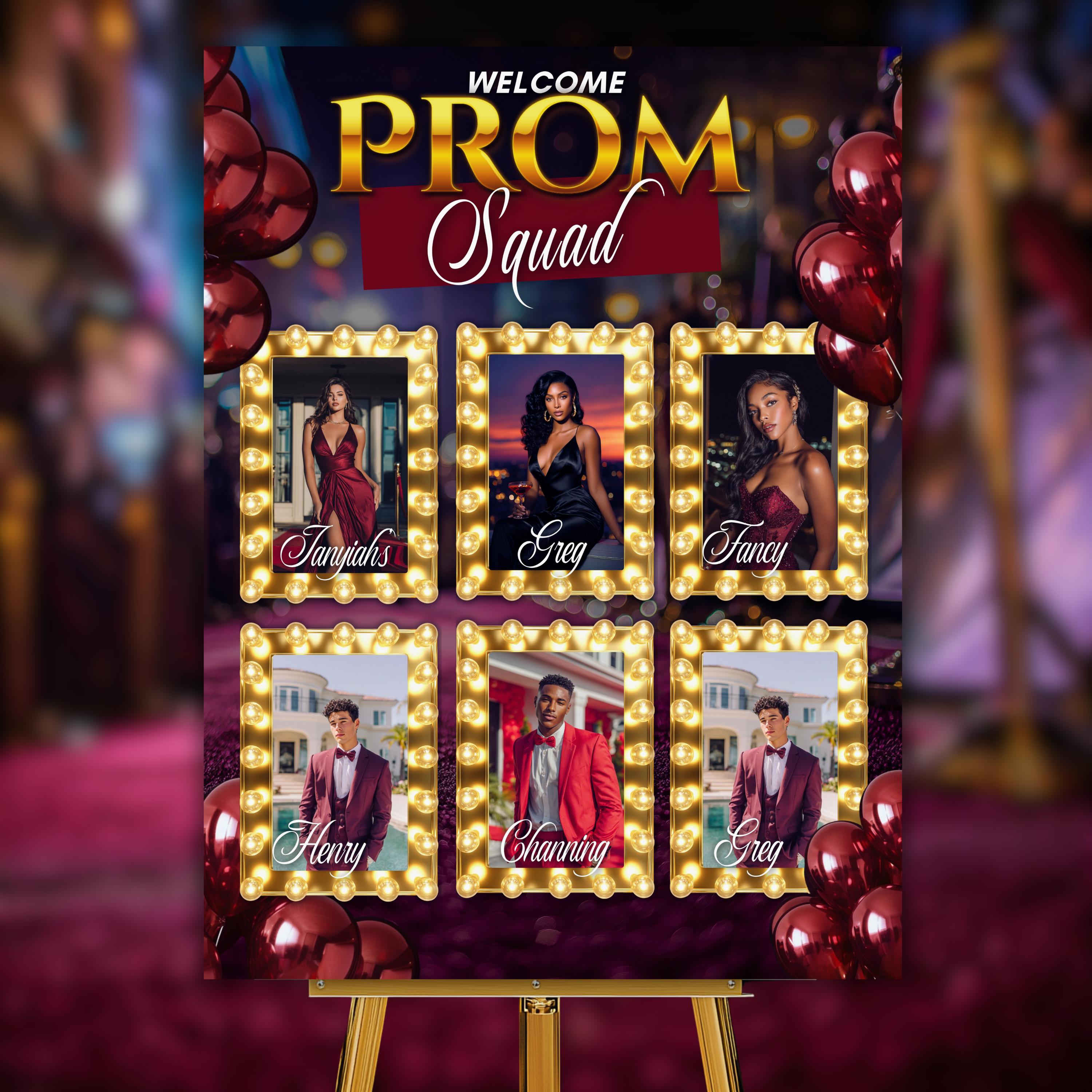 Prom Send off Poster Board Template, Prom Maroon Gold Crew Squad Group ...