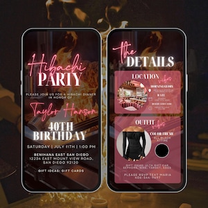 Digital Hibachi Invitation, Birthday Dinner Invite, Japanese Restaurant, Hibachi Party, Hibachi Night, Email Invitation, Hibachi Template