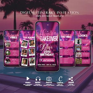 Houston Girl’s Trip, Birthday Weekend, Texas Itinerary Travel Planner, Vacation Schedule, Digital Animated Video Guide, Houston Itinerary