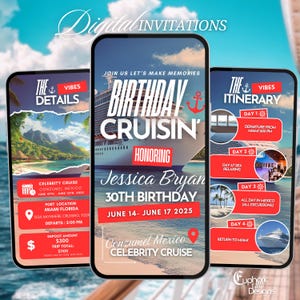 Digital Birthday Cruise Itinerary, Weekend Ship Invitation, Cruise 2025 Vacation Template, Caribbean Travel Planner, Girls Trip, Boat Party