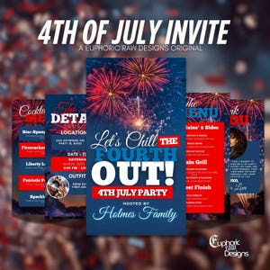 4. Juli Einladung, lustige Sommer eVite, animierte Grill einladen, Pool-Party-Vorlage, Hinterhof-Grillparty, DIY bearbeitbar, Unabhängigkeitstagsparty