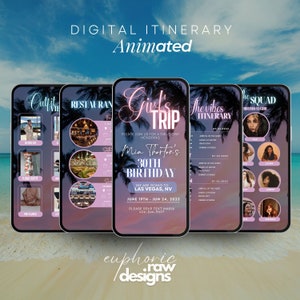 Girls Trip itinerary, itinerary template,  travel itineray, Birthday Weekend Invitation, Weekend Itinerary, Digital Schedule