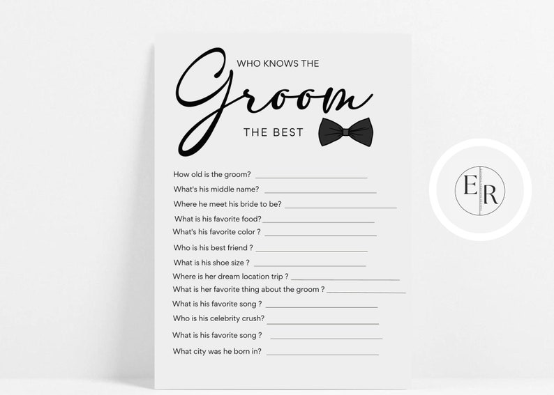 Bridal Shower Games Bachelorette Games Who Knows the Groom Etsy