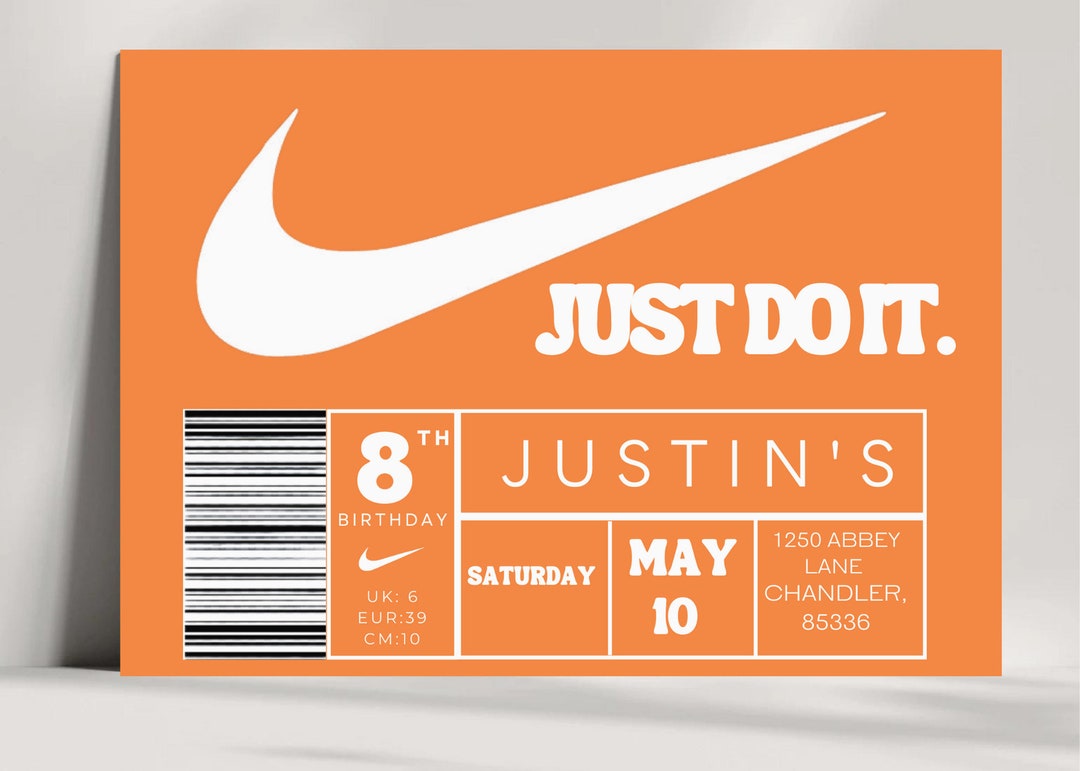 Nike Birthday Sneaker Invitation Sneaker Birthday Etsy
