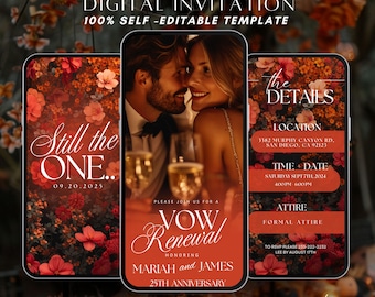 Vow Renewal Invitation: Elegant Anniversary Template (Digital Download)